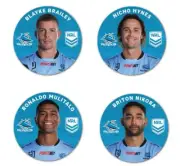 CRONULLA SHARKS NRL PLAYER IMAGE BUTTON BADGES BRAILEY HYNES MULITALO NIKORA