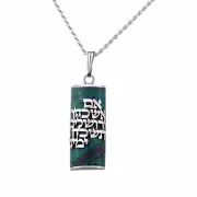 New Sterling Silver Eilat Stone Biblical Hebrew Verse Judaica Jerusalem Necklace
