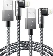 90 Degree iPhone Charger 6FT 2Pack Fast Charging Apple Charging Cable Nylon Braided Heavy Duty Lightning Cable Compatible with iPhone 14 13 12 11 Pro Max XR XS X 8 7 6 Plus iPad and More