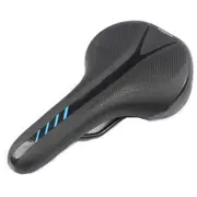 Mountain Bike Cushion with Light Bike Saddle Thicken Silicone Rear Lights Bike Seat Black blue + red and blue tail light