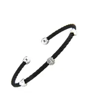 Clover 14K & Stainless Steel 0.01 ct. tw. Diamond Bangle Bracelet