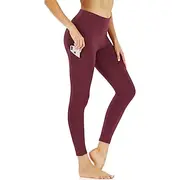 Women's Capri Leggings Yoga Leggings with Pockets Tummy Control High Waist Gym Athletic Pilates Bottoms Dark Grey Black Burgundy Fall Sports Activewear Tight F