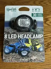 Noreast Outdoors Headlamp 8 LED Lights 30 Lumens New In Package Elastic Headband