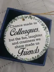Ceramic Round Memento For Collgue appreciation.