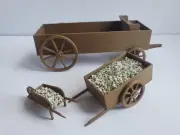Wagon Cart Wheelbarrow 1/24 1/25 Railroad Western Scene Buckboard Carriage Buggy