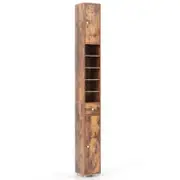 Costway 1.8m Slim Tall Display Cabinet Kitchen Cupboard Brown