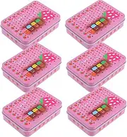 MINAOLULUS Cute Mini Tin Storage Box 6pcs Rectangular Tinplate Containers for Cards Coins Jewelry Vintage Design Portable