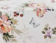 Jacquard Printed Fabric Tablecloth,52"x52"Square,BUTTERFLIES&FLOWERS,VICTORIA,BM