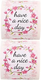 VINTORKY 2 Roll Japanese Cherry Blossom Decorative Stickers Self Adhesive Sealing Stickers for Scrapbooking Envelope Wrapping Aesthetic Labels Total
