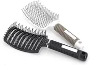 2 Pc Curved Vented Hair Brushes for Women, Eyxformula Anti Frizz Detangling Brush for Long Thick Curly Wet Hair, Blow Fast Drying Paddle Detangler Brush Styling Tool