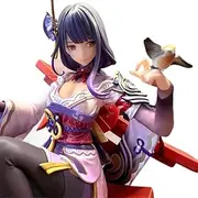 Anime Action Figures Model Statue-Q Female Statue with Red Hair, Red Eyes and Sunglasses, Seated, in Spread-eagle Pose, Brown Coat, Square Base, Bedroom Ornament, 16cm Tall, Weighing 253g-Z