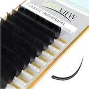LASHVIEW Silk 15mm Eyelash Extensions 0.15 Thickness D Curl Semi Permanent EyeLashes Pure Natural Korean Eyelashes Individual Building Professional Salon Use False Eyelashes Extensions