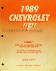 1989 only Camaro Parts Book Chevrolet Illustrated Master Part Number Catalog