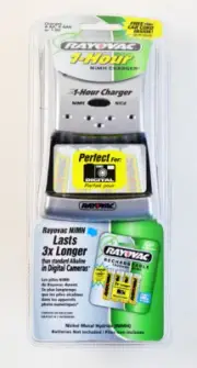 Rayovac 1 Hour NiMH Charger with Car Cord, Charges AA, AAA & 9V In 1 Hour