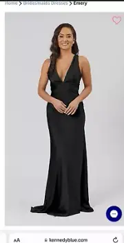 NWT Kennedy Blue Emery Long Bridesmaid's Dress, Black Size 12