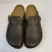 Birkenstock New w/ Box Boston Dark Brown Natural Leather Regular - Select Size