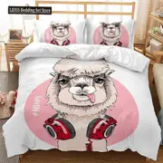 v1193 Bed Sheets Animal Llama Cute Alpacas Bedding Set Boys Girls Twin Queen Size Duvet Cover Pillowcase Bed Kids Adult Home Textileextile 3-Piece Bed