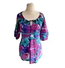 Mudd & Water East Peasy Kaftan Hollyhock Print Top size 12 Organic Womens