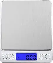 AIMALL Mini Electronic Pocket Scale with LED Display, Portable Digital Kitchen Scale with Stainless Steel Panel for Food, Jewellery, Ingredients, 5.1x4.3in