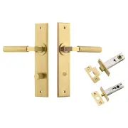 Brunswick Lever Chamfered Backplate Privacy Kit Brushed Gold PVD