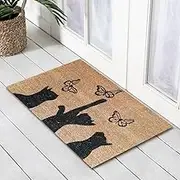 Solemate Doormats Cats Backed Butterflies PVC Backed Coir Doormat, 45 x 75 cm
