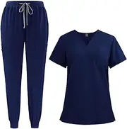 [ZPGVWXKO] Uniform for Women, Set of Scrubs with Pockets, Nurse Work Clothes for Spa Beauty Center