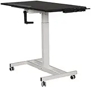 Mobile Stand Up Desk, Adjustable Laptop Desk with Wheels Home Office Workstation, Rolling Desk Laptop Cart for Standing or Sitting, Black