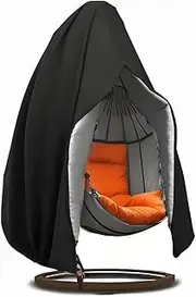 Egg Chair Cover，Waterproof Windproof UV Protection Patio Hanging Egg Chair Cover with Zipper，Fits Most Single Swing Egg Chair，（75”H X 45”W，Black）