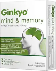 Mind and Memory with 120 mg Ginkgo Biloba Extract Which Helps Maintain Short Term Memory and Concentration Suitable for Vegans Gluten-free Dairy-free Sugar-free