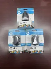 3 X HP 02 Black Color OEM Genuine Printer Ink Cartridge C8721WN EXP 2010 (READ)