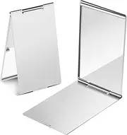 ElevateTech 2pcs Portable Folding Mirror Ultra-Slim Durable Makeup Mirror Single Side Travel Shower Shaving Mirror Aluminum Shell Compact Cosmetic Mirrors for Travel, Bathroom, Makeup, Beauty