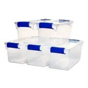 5 Pack Small Clear Plastic Storage Bins with Latching 7.5 QT (5 Pack) Blue
