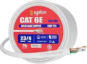 Syston Cable Technology Cat 6E Ethernet Network Cable -Blue 50FT, 600MHz 23AWG Solid Bare Copper Wire Outdoor/Indoor, Bulk No Ends, Heat Resistant Plenum Rated - CMP (50 FT, White)