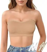 [Generic] Women Bandeau Tube Top Strapless Bra Seamless Padded Non-Slip Wireless Stretchy Bralette