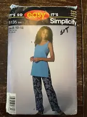 Simplicity 5135 UNCUT Sewing Pattern, Misses' Tunic & Pants, Size A (10-18)