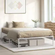 Oikiture Metal Bed Frame Queen Double King Single Beds Base Platform White