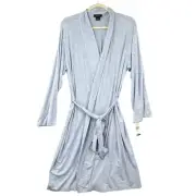 Natori Blue Heather Knit Feather Essent Long-Sleeve Kimono Robe Extra Large