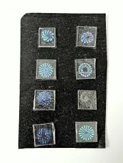 New Sealed 8 CBS Dichroic Pinwheel Glass Pieces On Clear 90 COE Fusing Lampwork