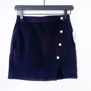 NWT Pacsun | Mini Button Pencil Skirt Stretch Black | 24