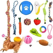 Dog Toys Rope | Dog Rope Chew Toy | Bite-Proof Tug Knot Teething Treat Ball Set for Puppy Large Breed Calming Aid Indoor Yard Kitten Play