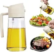 XBOGO Oil Sprayer for Cooking, 2 in 1 Olive Oil Dispenser Bottle for Kitchen, 16oz/470ml Premium Glass Oil Bottle, Food-grade Oil Mister for Air Fryer, Salad, Frying, BBQ (Creamy White)