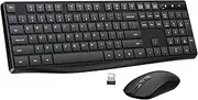 Wireless Keyboard and Mouse Combo, Lovaky 2.4G Full-Sized Ergonomic Keyboard Mouse, 3 DPI Adjustable Cordless USB Keyboard and Mouse, Quite Click for Computer/Laptop/Windows/Mac