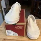 Vans Off The Wall Women’s Classic Slip On True White Canvas Deck Shoes Size 6 M