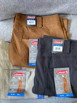 NWT - PICK COLOR/SIZE - Coleman Mens Stretch Tear Resistant Utility Work Pants
