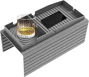 Sofa Cup Holder Tray, Anti-Slip Armrest Sofa, 16.93x13.39x1.57 inches Home Organization with Remote Storage, Silicone Table for Bed, Living Room, Beach Picnic, Watching, Snack Time
