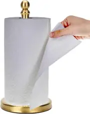 Gold Paper Towel Holder Countertop, Standing Paper Towel Roll Holder for Kitchen