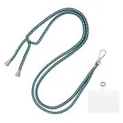 Phone Lanyard Adjustable Neck Lanyard with Transparent Patch Green White Blue