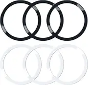6 Pcs Universal Metal Rings Sticker Compatible with Magsafe Magnetic Wireless Charger iPhone 15 14 13 12 Pro Mini Max Galaxy,(NO Magnet) Ultra-Thin Car Charger Conversion Accessories,(Black,White)