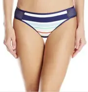 $58 NWT SPLENDID WOMENS MULTI COLOR STRIPED MESH SIDES BIKINI BOTTOM SIZE S JL92