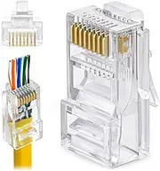 100pcs RJ45 CAT6 Pass Through Connectors Ends with Gold Plated Ethernet Network End Plug